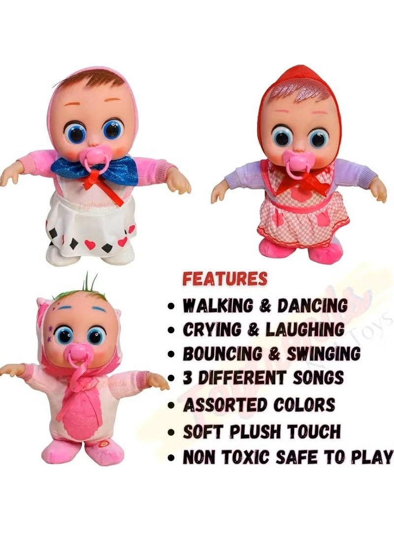 Interactive Baby Doll, Musical Dancing and Walking Plush Toy with Pacifier