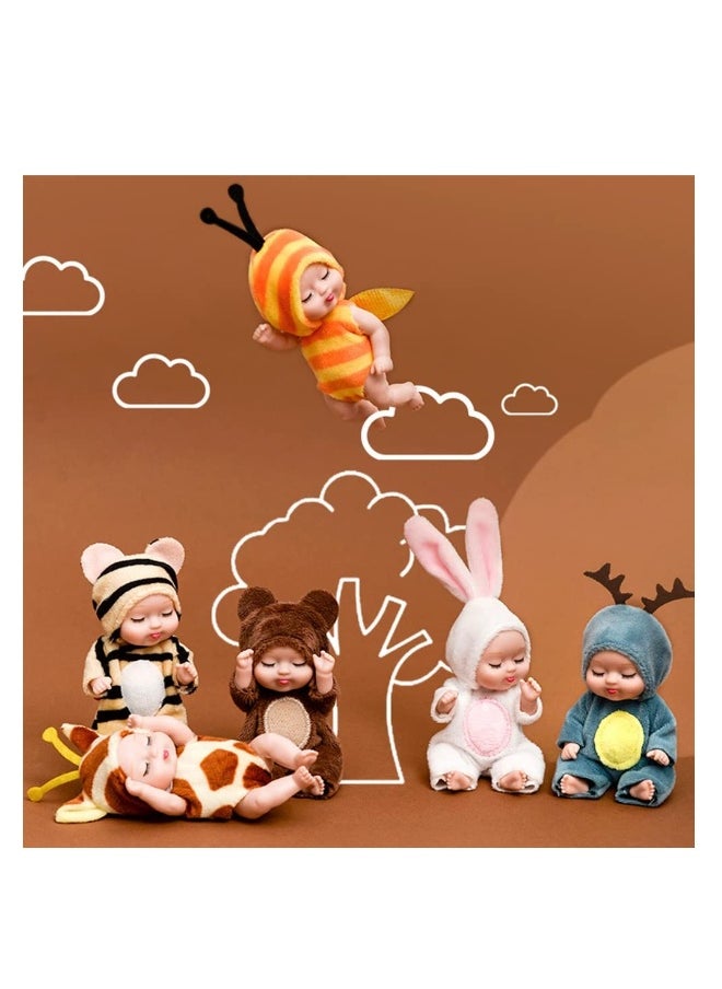 Mini Sleeping Rebirth Dolls, Miniature Reborn Doll Toys, Real Mini Reborn Doll, Lifelike Baby Doll for Baby Kids Girls Birthday Gift, Ideal Gift, Made of Safe and Non-Toxic Material (6 Pcs)
