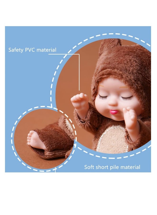 Mini Sleeping Rebirth Dolls, Miniature Reborn Doll Toys, Real Mini Reborn Doll, Lifelike Baby Doll for Baby Kids Girls Birthday Gift, Ideal Gift, Made of Safe and Non-Toxic Material (6 Pcs)