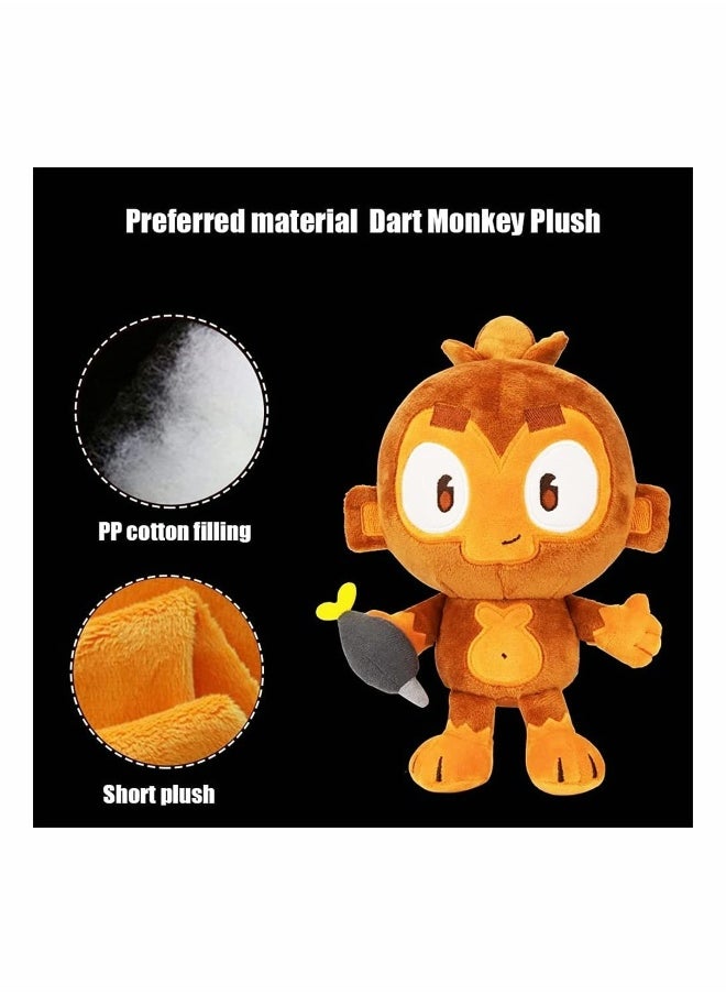 Bloons Monkey Plushies, Dart Monkey Plush Doll, Cartoon Bloonstd Soft Stuffed Doll, Game Monkey Stuffed Animal, Stuffed Animal for Fans, Lovely Bloonstd Plush Gifts, 9.8 in