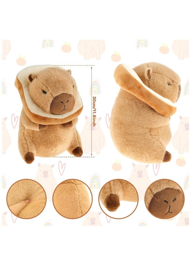 Cute Capybara Plush with Bread, 12inch Capybara Stuffed Animal Soft Capybara Plushies Toy Capybara Doll Pillow Birthday for Kids