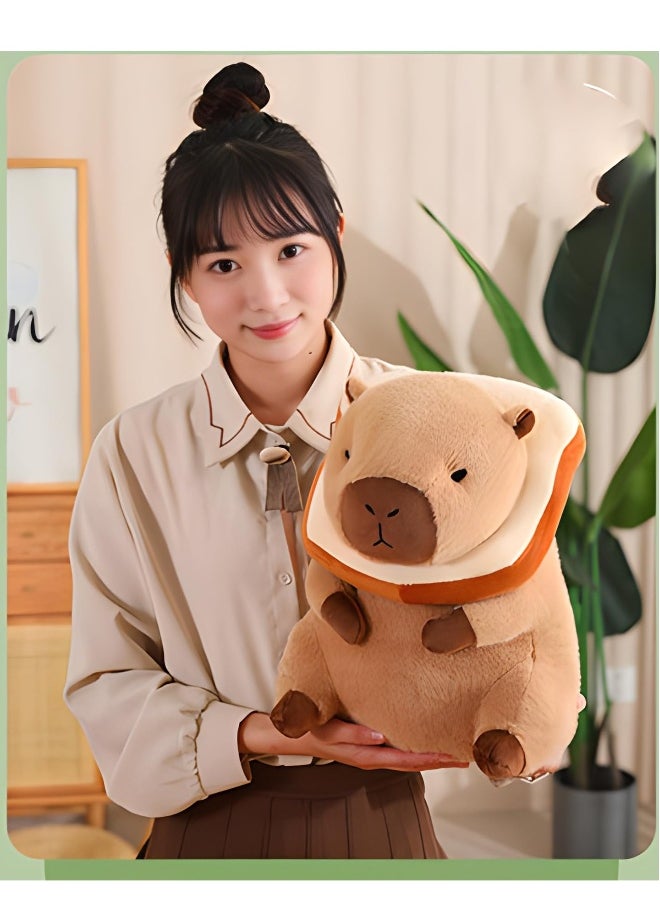 Cute Capybara Plush with Bread, 12inch Capybara Stuffed Animal Soft Capybara Plushies Toy Capybara Doll Pillow Birthday for Kids