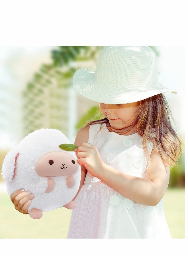 Lamb Plush Pillow, Plush Cute Stuffed Animal Soft Hugging Pillow, Kawaii Plushie Mini Plush Pillows for Kids Adults, White（9.05”，Small）