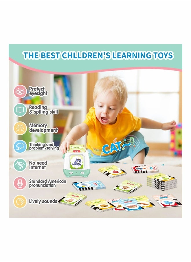 Toddler Toys for 2-5 Year Old Boys Girls, Learning Toys Talking Flash Cards with 110 Cards 220 Sight Words, Preschool Educational Toys Games with Sound Effect Kids Birthday Gifts (Green)