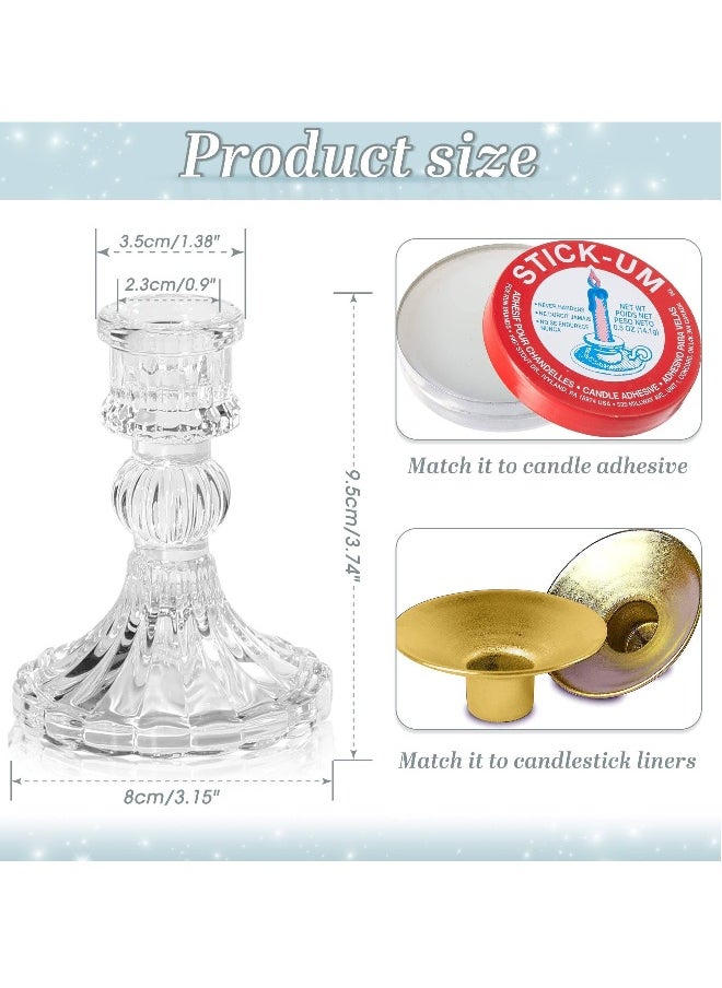 Clear Candlestick Holders, 6 Pcs Elegant Glass Taper Candle Holders for Wedding, Party, Festival and Anniversary Table Decor