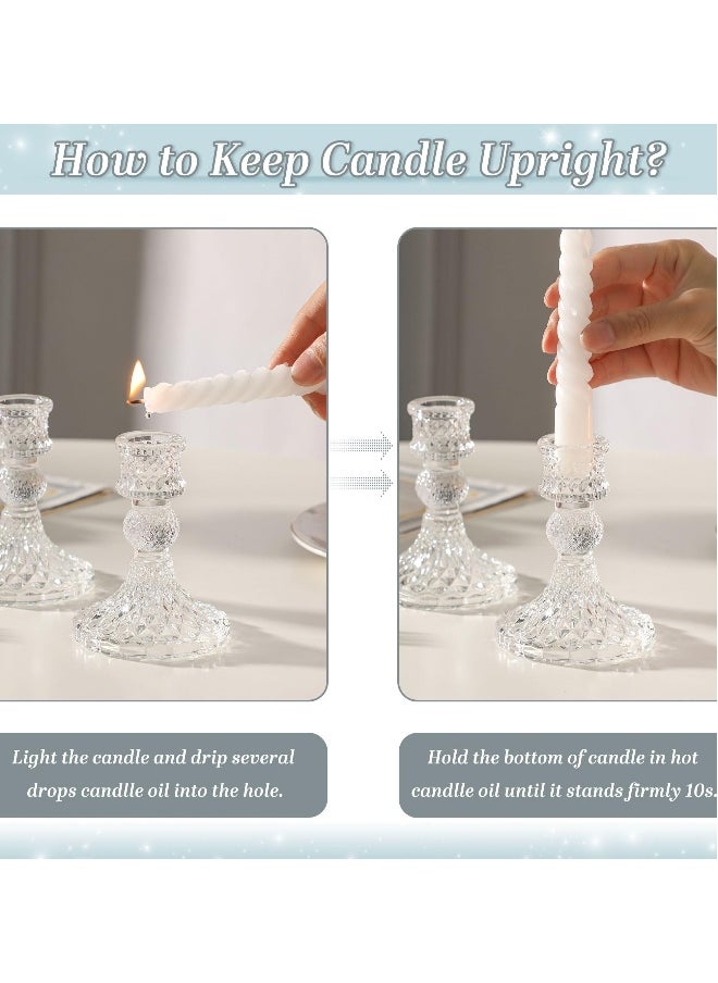 Clear Candlestick Holders, 6 Pcs Elegant Glass Taper Candle Holders for Wedding, Party, Festival and Anniversary Table Decor