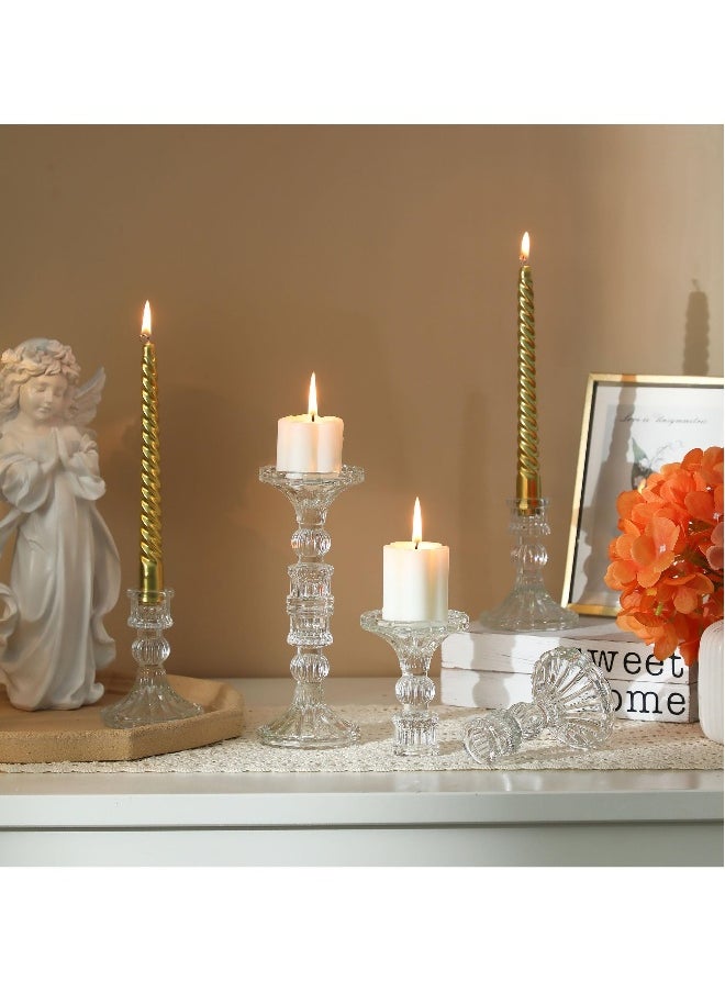 Clear Candlestick Holders, 6 Pcs Elegant Glass Taper Candle Holders for Wedding, Party, Festival and Anniversary Table Decor