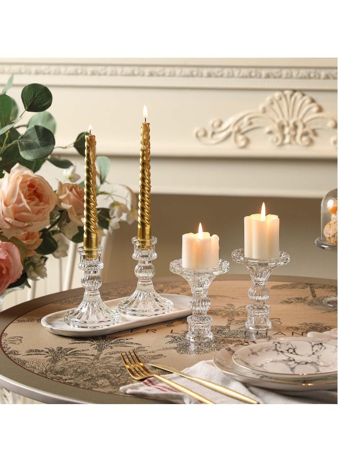 Elegant Clear Glass Candle Holders Set of 6, Perfect for Weddings, Parties, Festivals and Anniversaries Table Decor