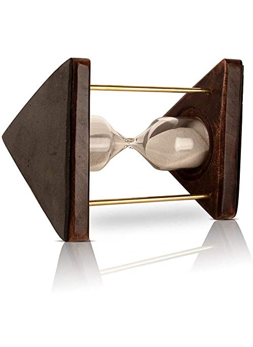 46 Minute Hourglass Sand Timer Clock with Sparkling White Sand 6 Wooden Brass Vintage Antique Style Nautical Collectors Gift Decorative Souvenir Unique Creative Gifts for Home Office Study Desk