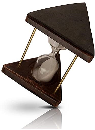 46 Minute Hourglass Sand Timer Clock with Sparkling White Sand 6 Wooden Brass Vintage Antique Style Nautical Collectors Gift Decorative Souvenir Unique Creative Gifts for Home Office Study Desk