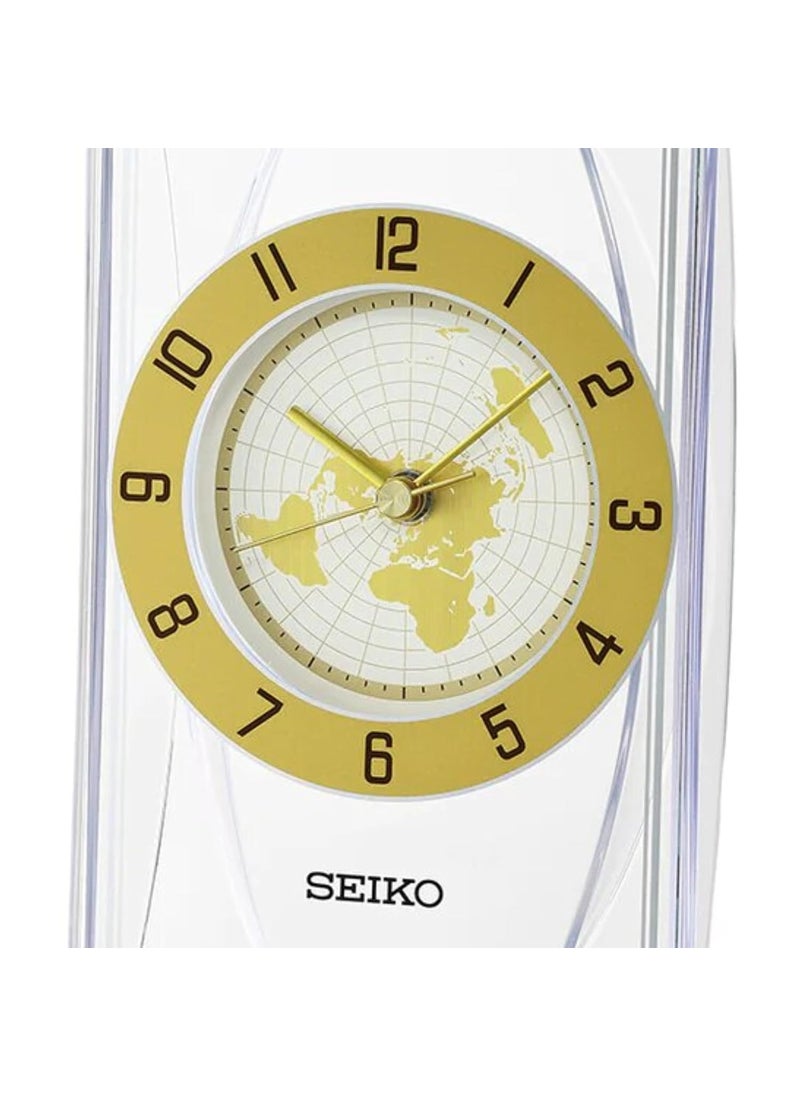Seiko Antique Analog Gold Color Plastic Case Hazlenut Aluminum Dial World Table Clock for Office Desk Home Decor Gifts Size 119 x 91 x 24 CM Weight 330 Gram QXG152GT