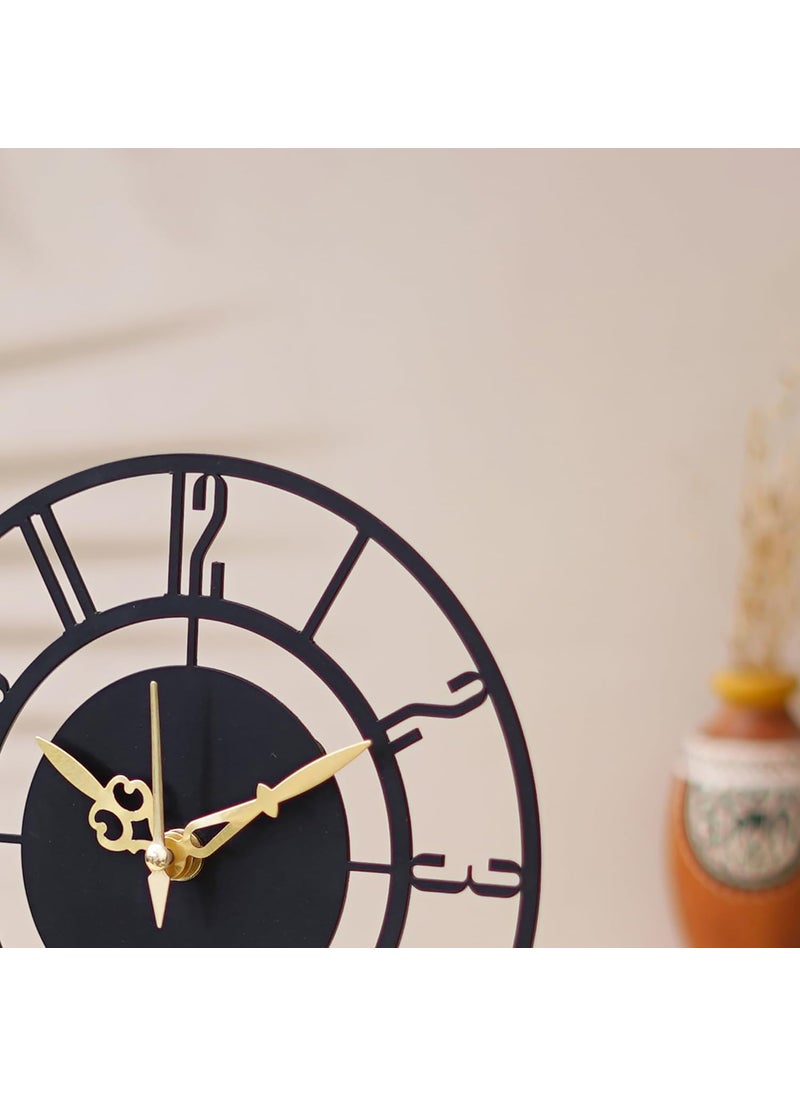 Ingo creation Modern Artistic Decorative Metal Table Clock Desk Clock for Living Room Dining Room Office Home Decor Black