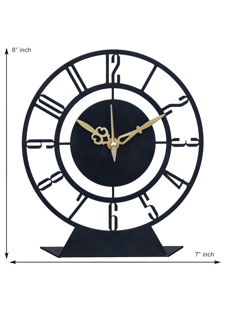 Ingo creation Modern Artistic Decorative Metal Table Clock Desk Clock for Living Room Dining Room Office Home Decor Black