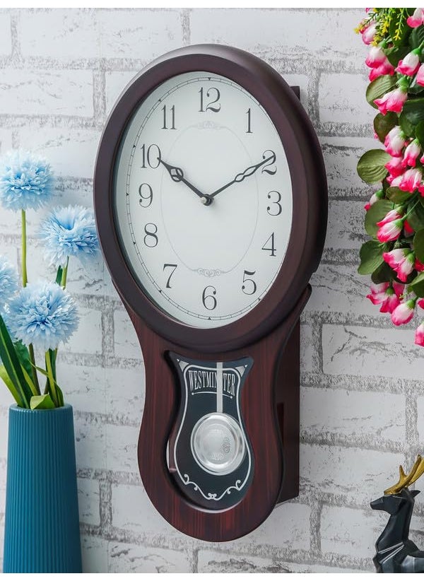 CHRONIKLE Classic Vertical Musical Wooden Pendulum Chime Wall Clock for Living Room Home Decorations Office Gifts Size 28 x 8 x 55 CM Weight 2090 Gram Color Rosewood
