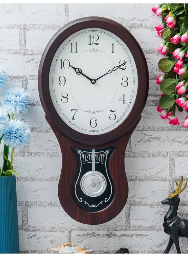 CHRONIKLE Classic Vertical Musical Wooden Pendulum Chime Wall Clock for Living Room Home Decorations Office Gifts Size 28 x 8 x 55 CM Weight 2090 Gram Color Rosewood
