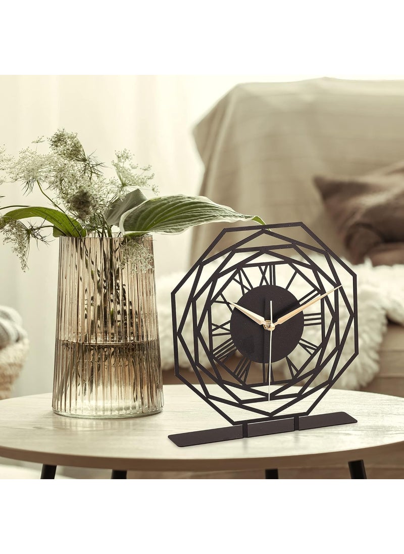 Hometrix Battery Operated Desk Clock Modern Metal Desk Clock Reloj de Escritorio para Oficina Pequea y Tranquila Junto a La Cama Desk Metal Clock Black Repido 20CM