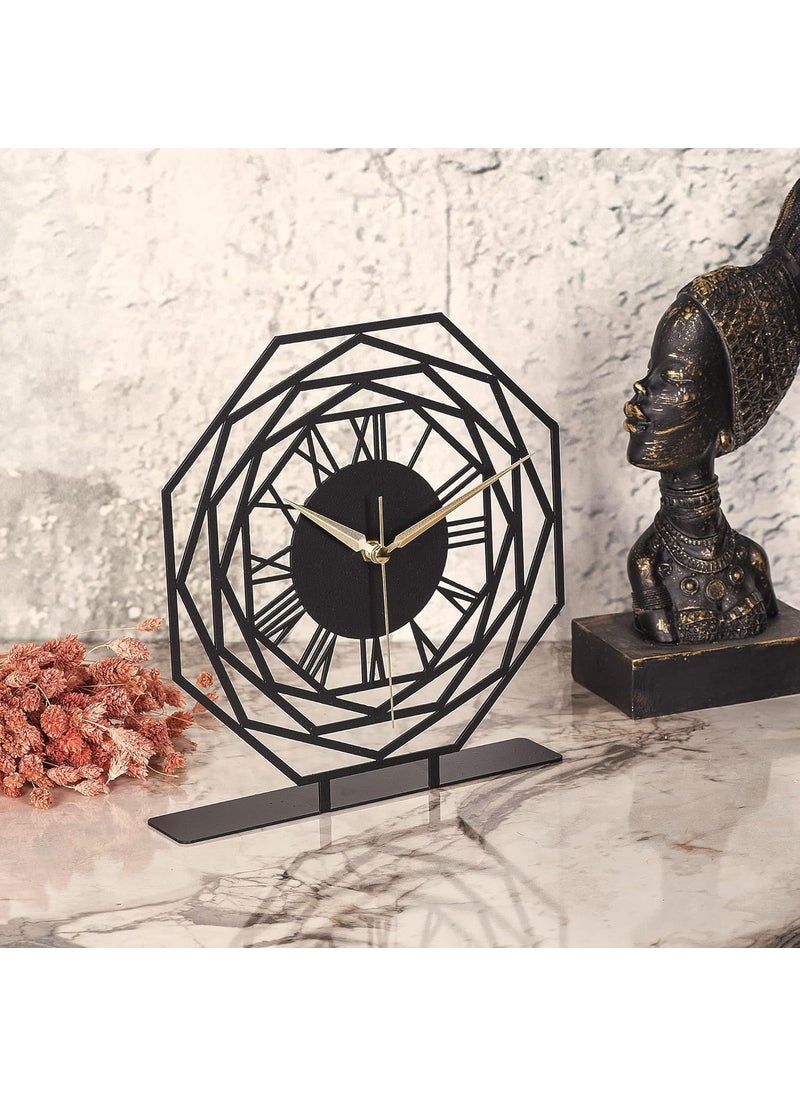 Hometrix Battery Operated Desk Clock Modern Metal Desk Clock Reloj de Escritorio para Oficina Pequea y Tranquila Junto a La Cama Desk Metal Clock Black Repido 20CM