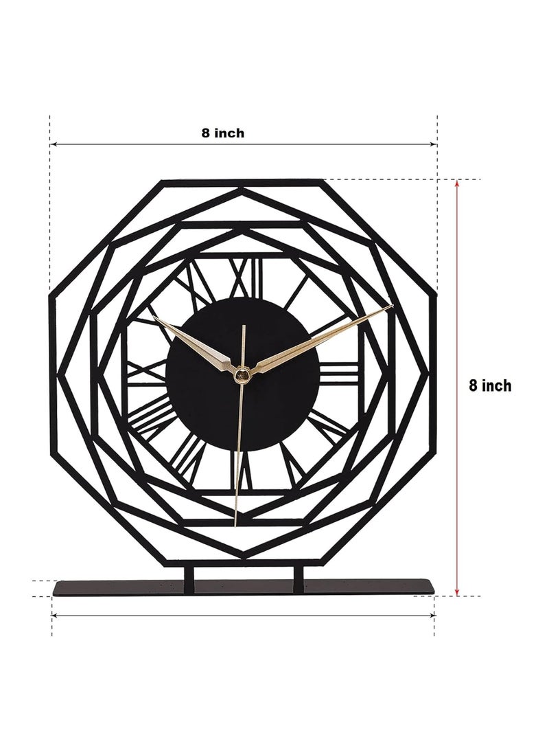 Hometrix Battery Operated Desk Clock Modern Metal Desk Clock Reloj de Escritorio para Oficina Pequea y Tranquila Junto a La Cama Desk Metal Clock Black Repido 20CM