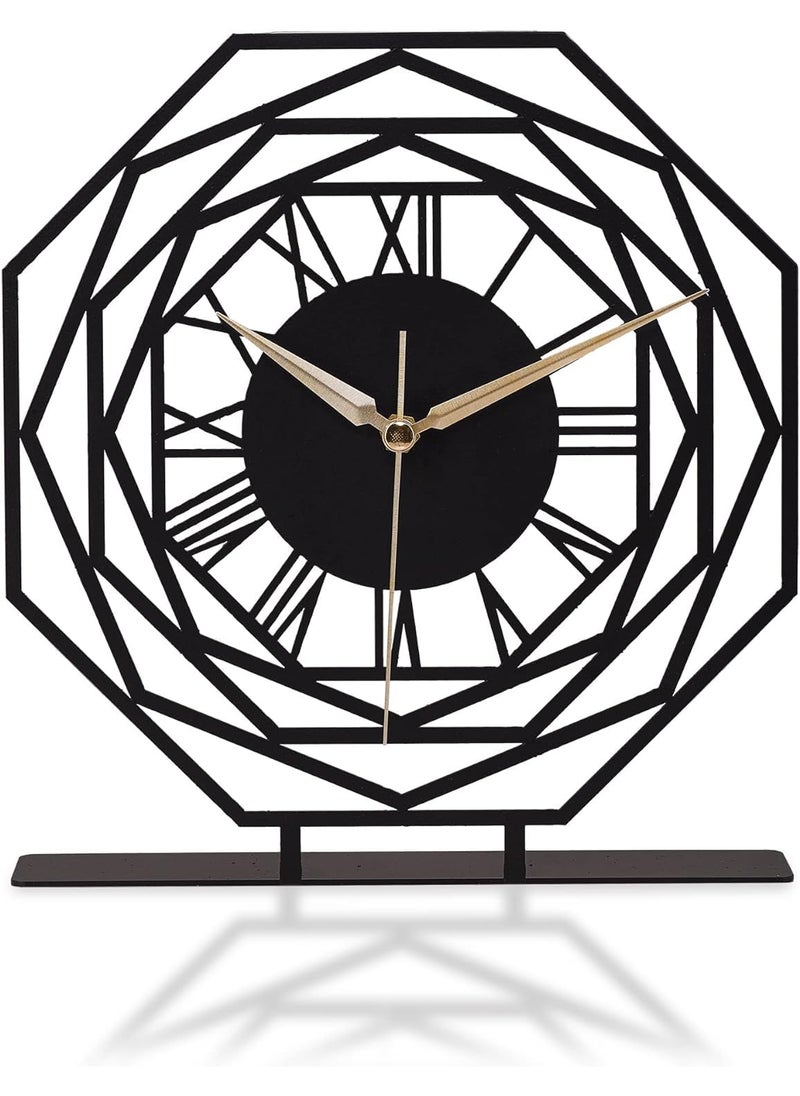 Hometrix Battery Operated Desk Clock Modern Metal Desk Clock Reloj de Escritorio para Oficina Pequea y Tranquila Junto a La Cama Desk Metal Clock Black Repido 20CM