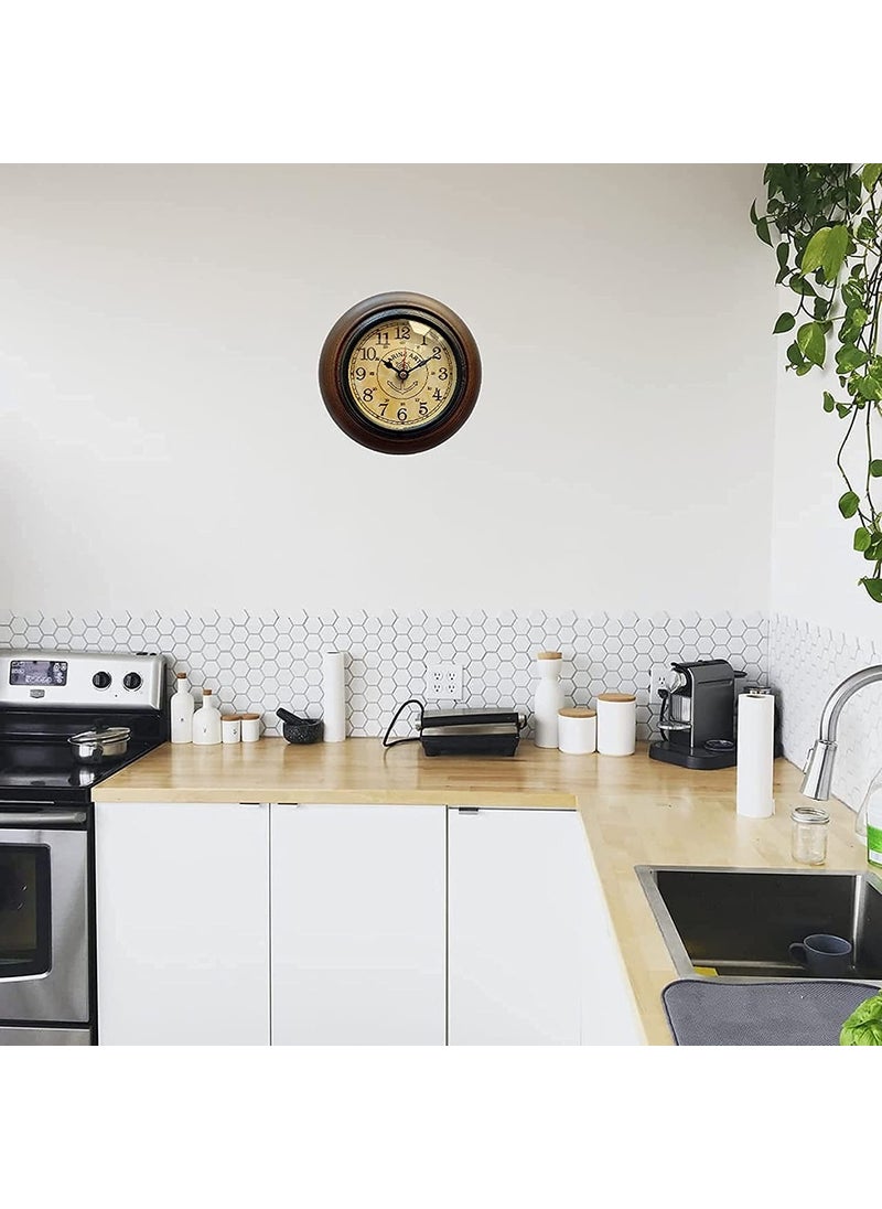 ALI NAUTICAL Handmade Antique Look Wooden Wall Clock Small Hanging Wall Clock for Kitchen Dining Room Home Office Decoration 6 inches Antique