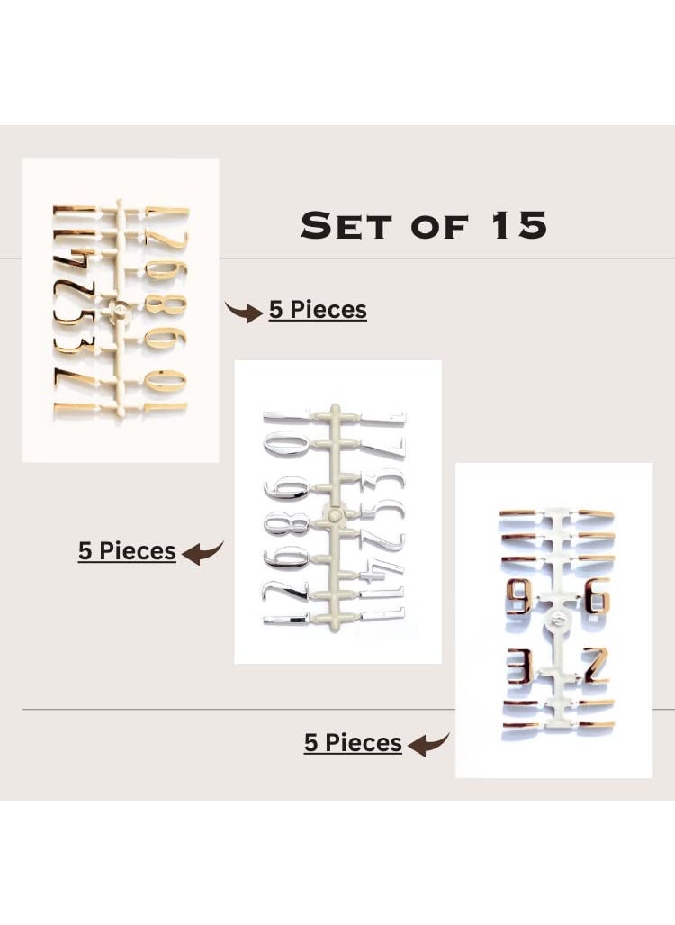 Epoxy Fusion 3D Glossy Numeric Letters for Clock Numbers for Wall Clock DIY Numbers for Wall ClockSet of 15