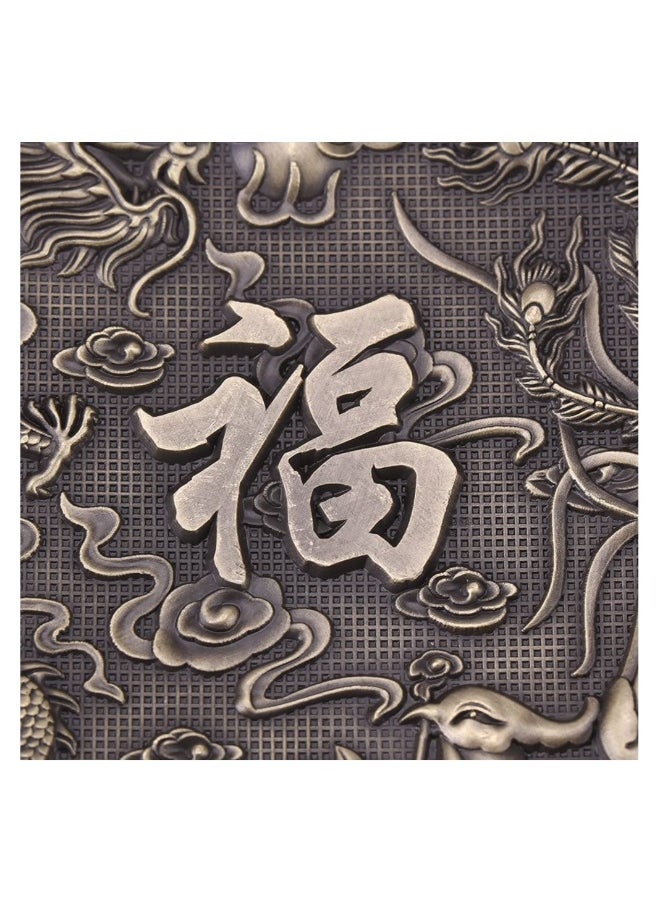 Zinc Alloy Incense Stick Burner Holder Chinese Dragon Pattern Censer Plate Buddhism Censer Incense Plate for Bedroom,Temple, Office (Bronze)
