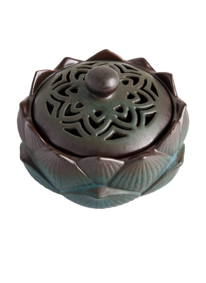 Incense Holder Ceramic Lotus for Incense Cone Incense Stick and Coil Incense Set for Office Yoga and Livingroom