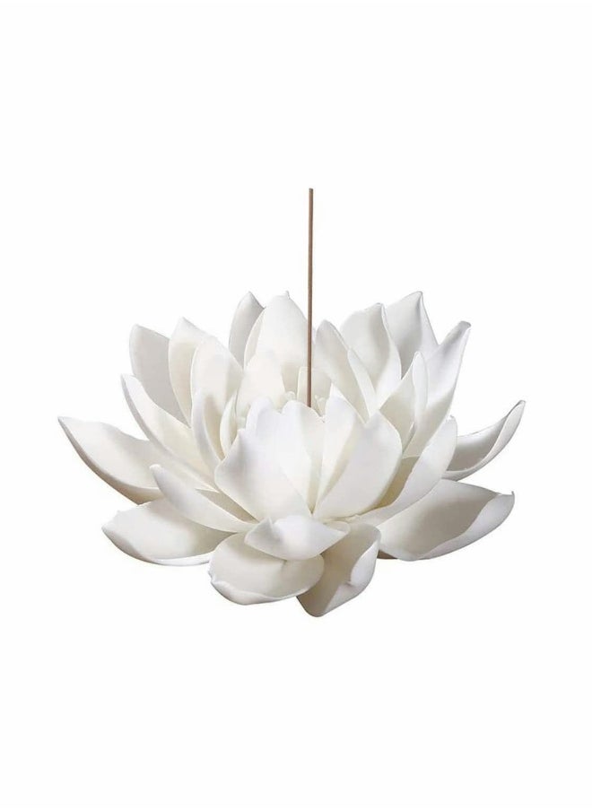 Incense Holders Burner, 3.9 Inch Ceramic White Lotus Incense Burner Home Decor Flower Incense Burner Stick Holder for Yoga Studio Living Room Office Teahouse Home Decor