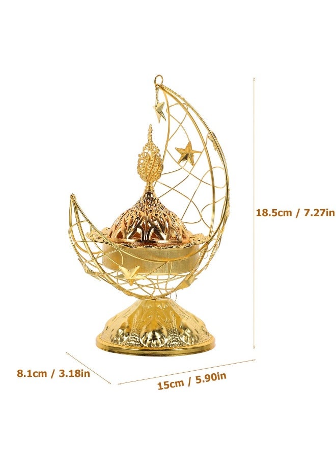 SYOSI Incense Burner, Crescent Shaped Incense Burner, Indoor Incense Holder Aromatherapy, Agarwood Burning Box for Mosque/Home/Office (Gold)