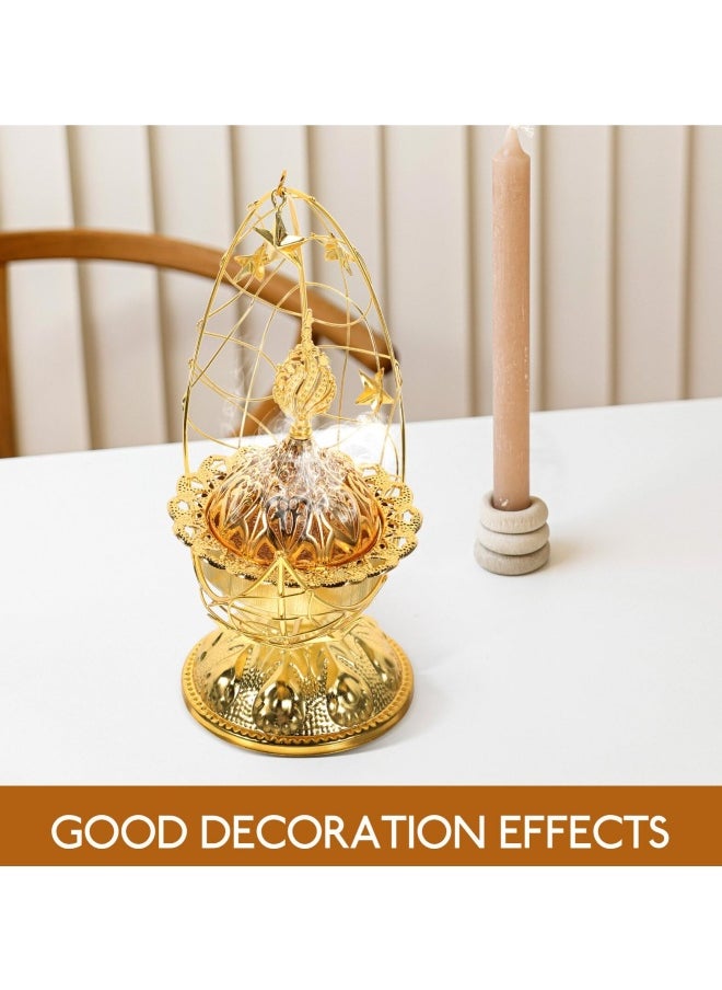 SYOSI Incense Burner, Crescent Shaped Incense Burner, Indoor Incense Holder Aromatherapy, Agarwood Burning Box for Mosque/Home/Office (Gold)