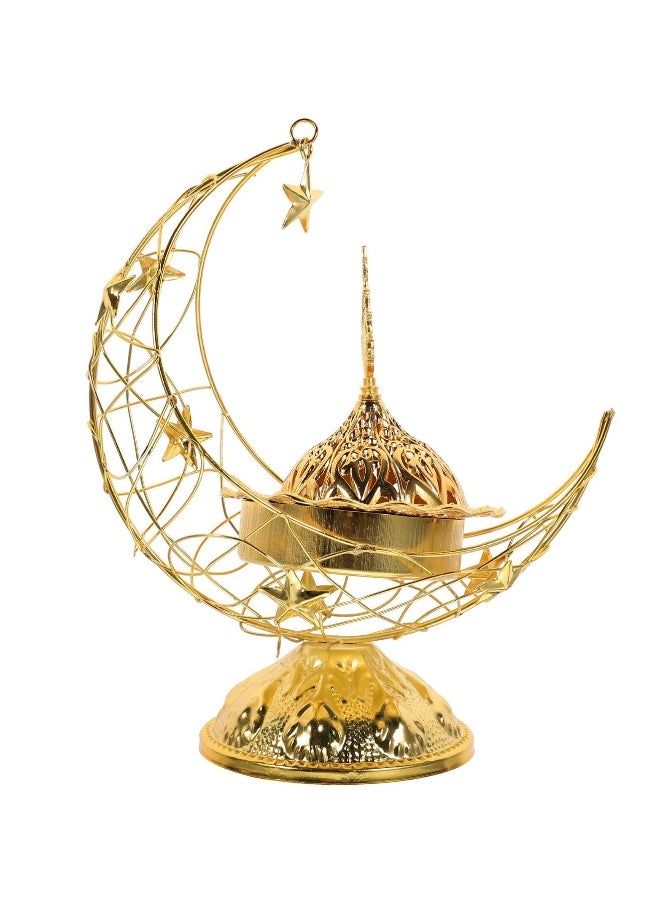 SYOSI Incense Burner, Crescent Shaped Incense Burner, Indoor Incense Holder Aromatherapy, Agarwood Burning Box for Mosque/Home/Office (Gold)