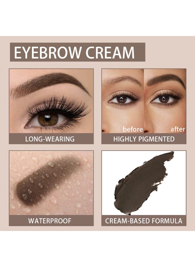 evpct 2Pcs Eyebrows Pomade Shaping Kit with Dual-ended Brush Eye Brow Styling Gel Dark Brown Makeup Set Long Lasting Waterproof Colored Color Eyebrow Pencil Powder Tinting Kit pintura de cejas, EBONY