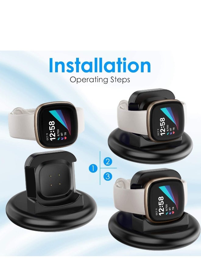 Charger Compatible with Fitbit Sense/Fitbit Versa 3 Charging Dock, Anti-Slip Replacement Cable Stand Station with 100cm Cord Accessories Cradle Base Holder for Sense/Versa 3 Smartwatch