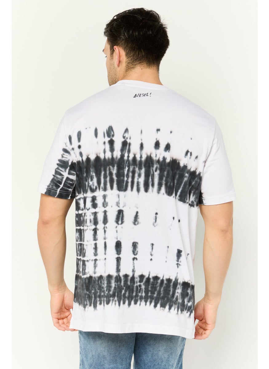 Men Crew Neck Short Sleeves Graphic Print T-Shirt, White/Black