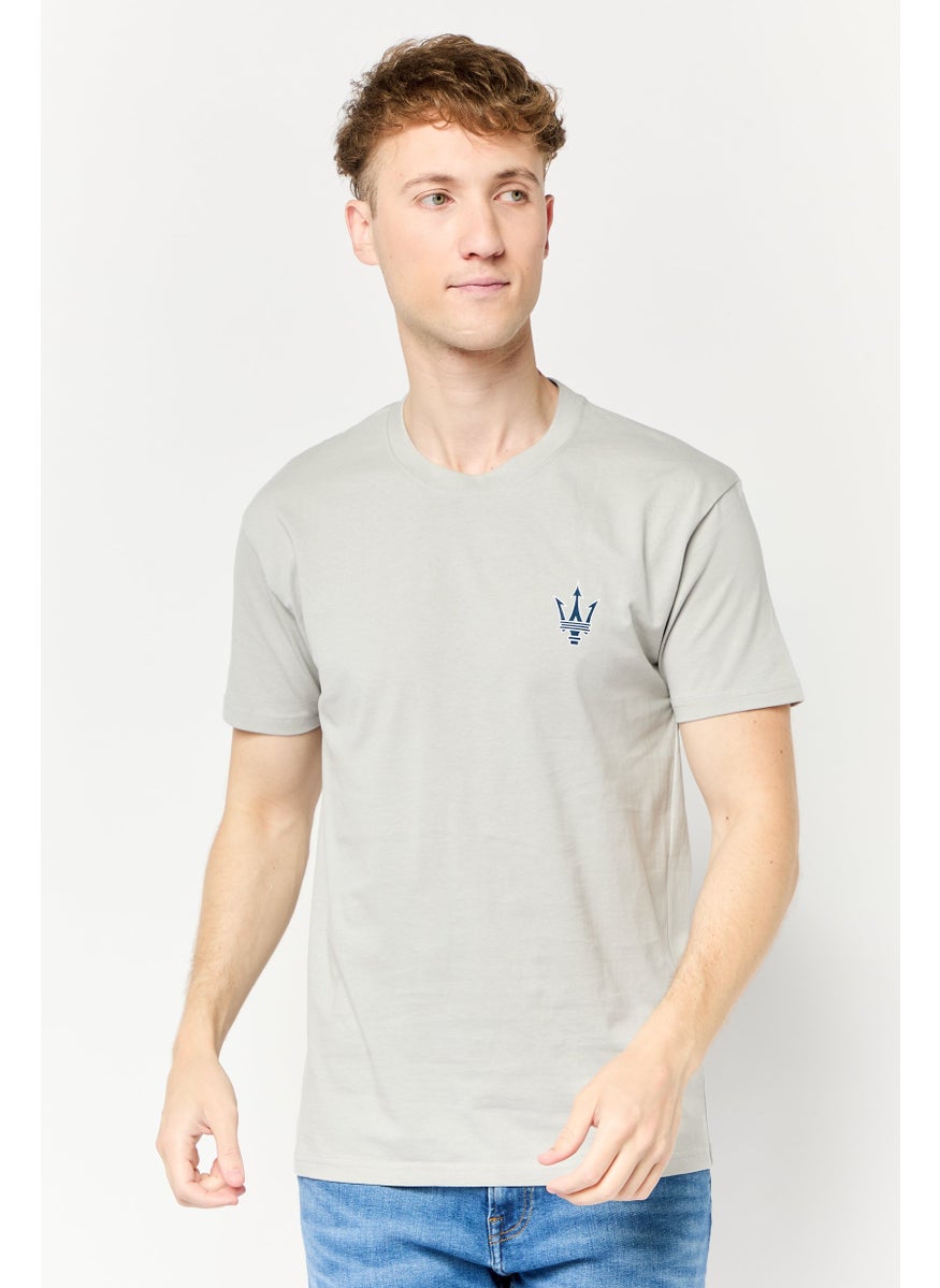 Men Crew Neck Short Sleeve Graphic Print T-Shirt, Grey