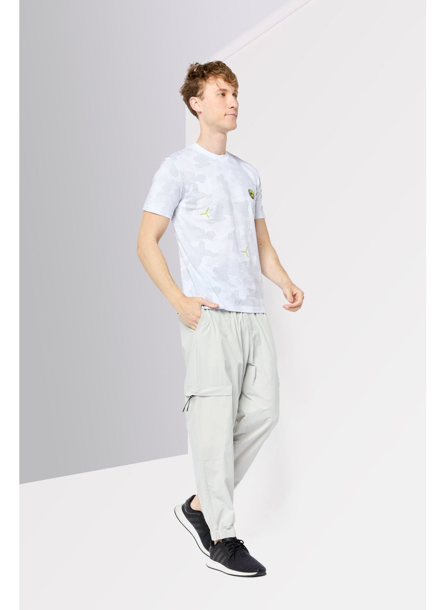 Men Crew Neck Short Sleeves Polka Dots T-Shirt, White