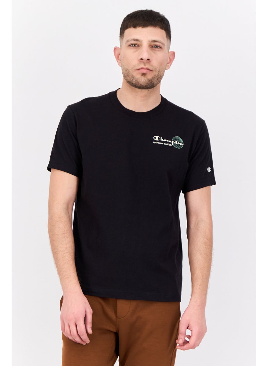 Men Sportswear Fit Short Sleeve Outdoor T-Shirt, Black