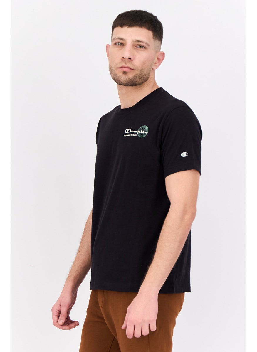 Men Sportswear Fit Short Sleeve Outdoor T-Shirt, Black