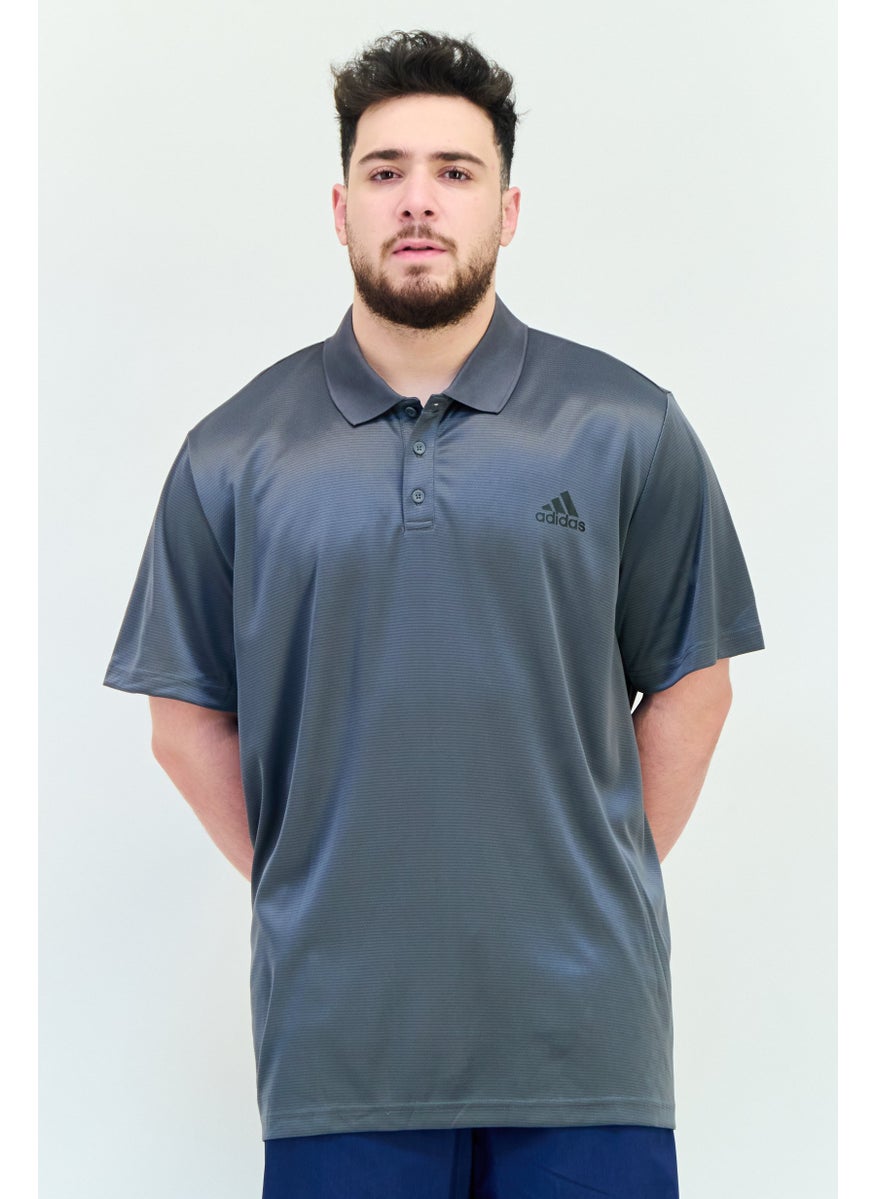 Men Sportswear Fit Short Sleeves Training Polo Shirt, Dark Grey