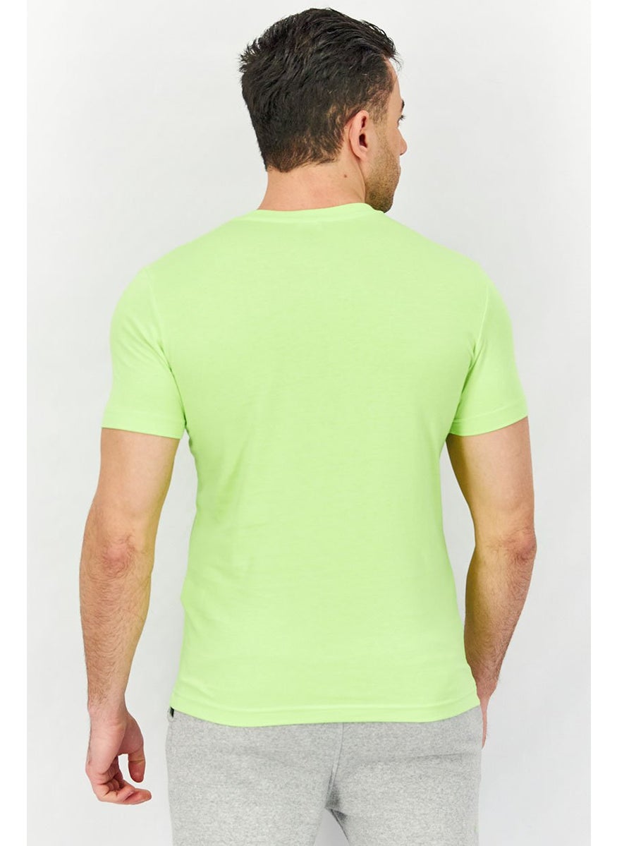 Men Crew Neck Short Sleeve Graphic Print T-shirt, Lime Geen