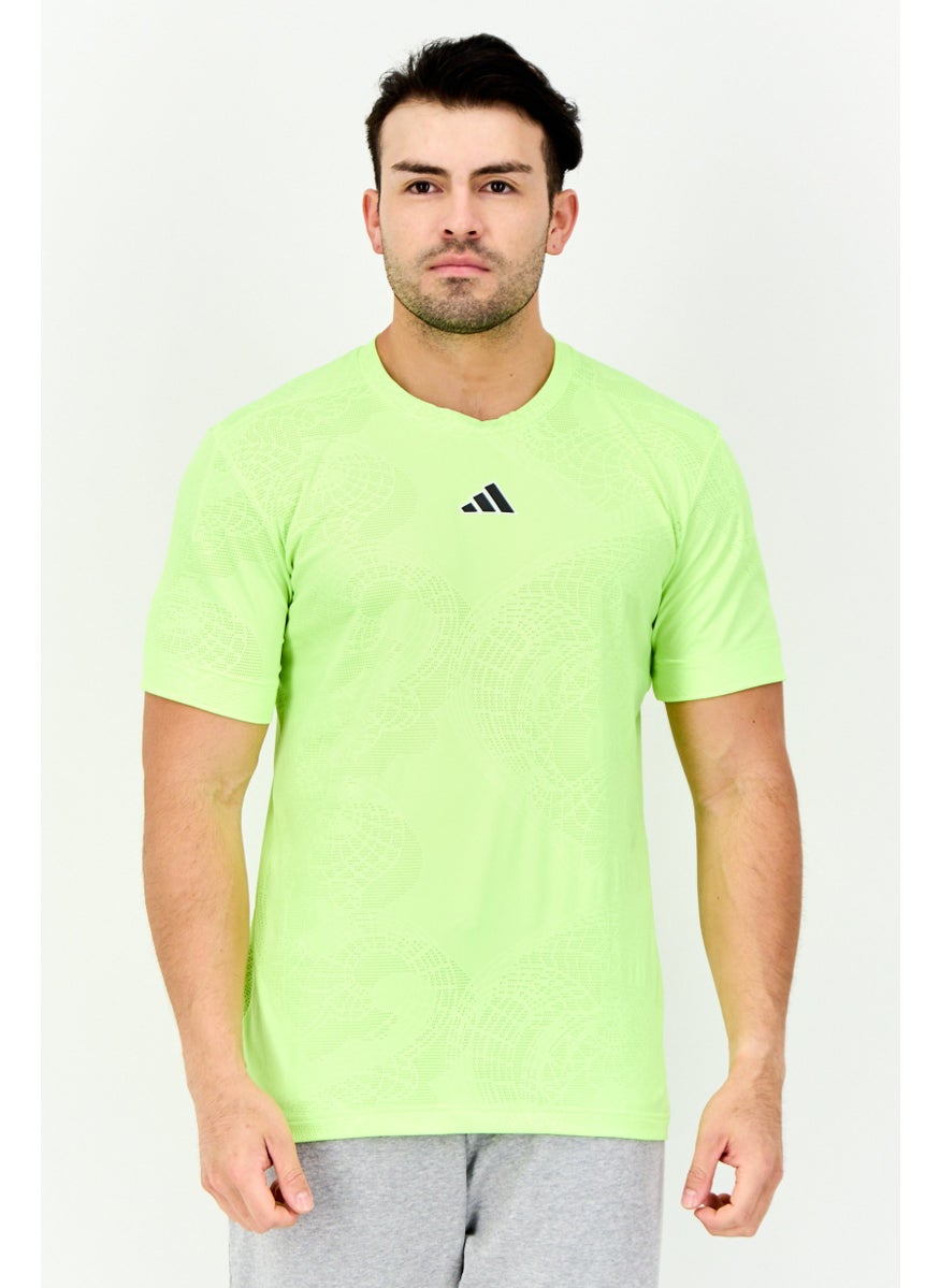 Men Sportswear Fit Short Sleeves Tennis T-Shirt, Neon Green