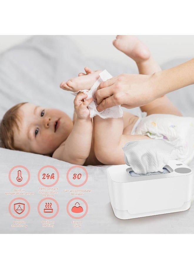 Baby Wipe Warmer, Baby Wet Wipes Dispenser, Portable Thermostat Baby Wipes Heater, Diaper Wipes Warmer for Newborn Baby, Keeps Wipes Warm and Moist, Prevent Dry, Baby Shower Gifts, White