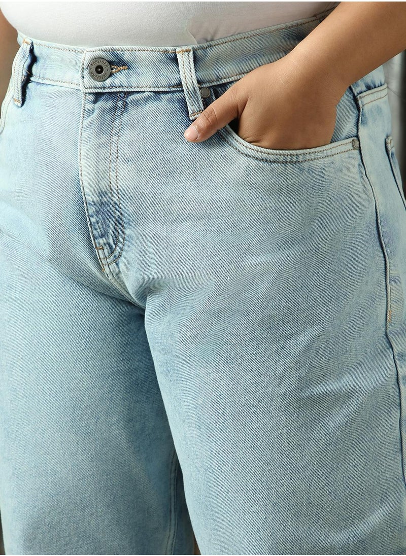 Women's Indigo 100% Cotton Distressed Plus Size Jeans