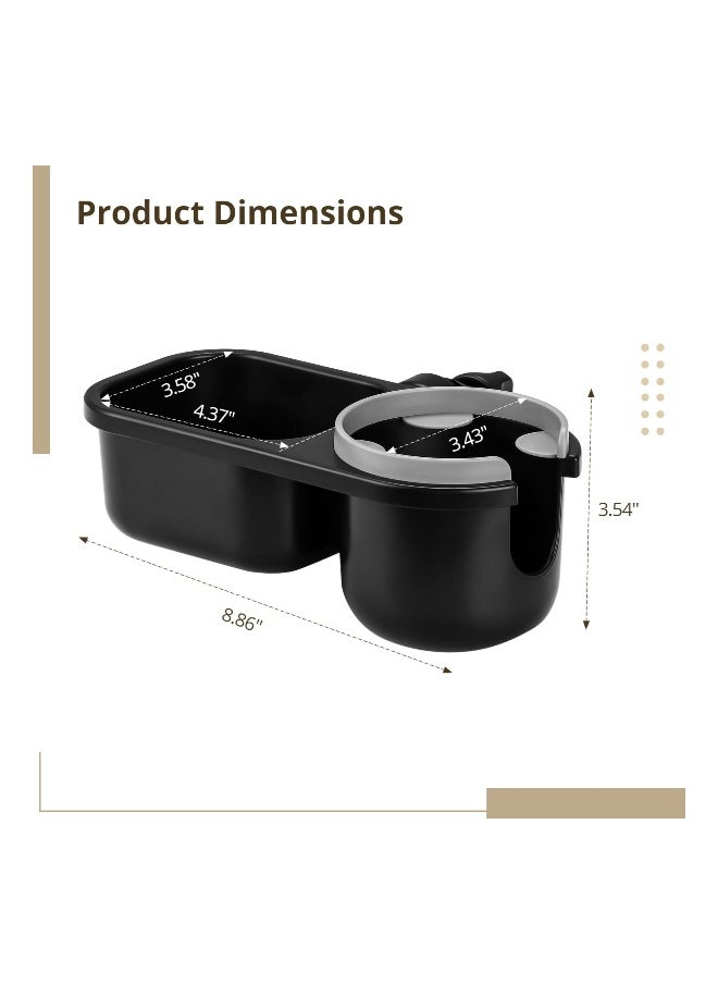 2-In-1 Stroller Cup Holder with Snack Tray, Universal Stroller Tray & Drink Holder with 360-Degree Non-Slip Clamp, Clamp Adjustable In Width, Fit All Strollers, Shopping Carts, Push Walkers(1 Pack)