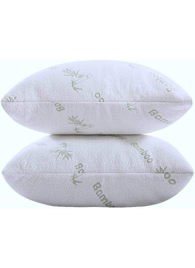 Bed Pillows for Sleeping 2 Pack Queen Size Viscose Made from Bamboo Ultra Soft Bounce Back Pair Soft Side Back Stomach Sleepers Pillows Down Alternative
