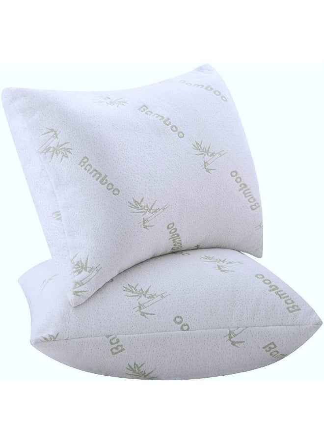 Bed Pillows for Sleeping 2 Pack Queen Size Viscose Made from Bamboo Ultra Soft Bounce Back Pair Soft Side Back Stomach Sleepers Pillows Down Alternative