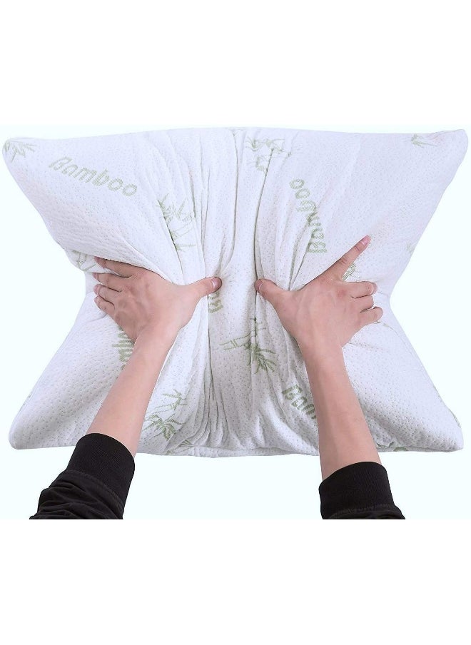 Bed Pillows for Sleeping 2 Pack Queen Size Viscose Made from Bamboo Ultra Soft Bounce Back Pair Soft Side Back Stomach Sleepers Pillows Down Alternative