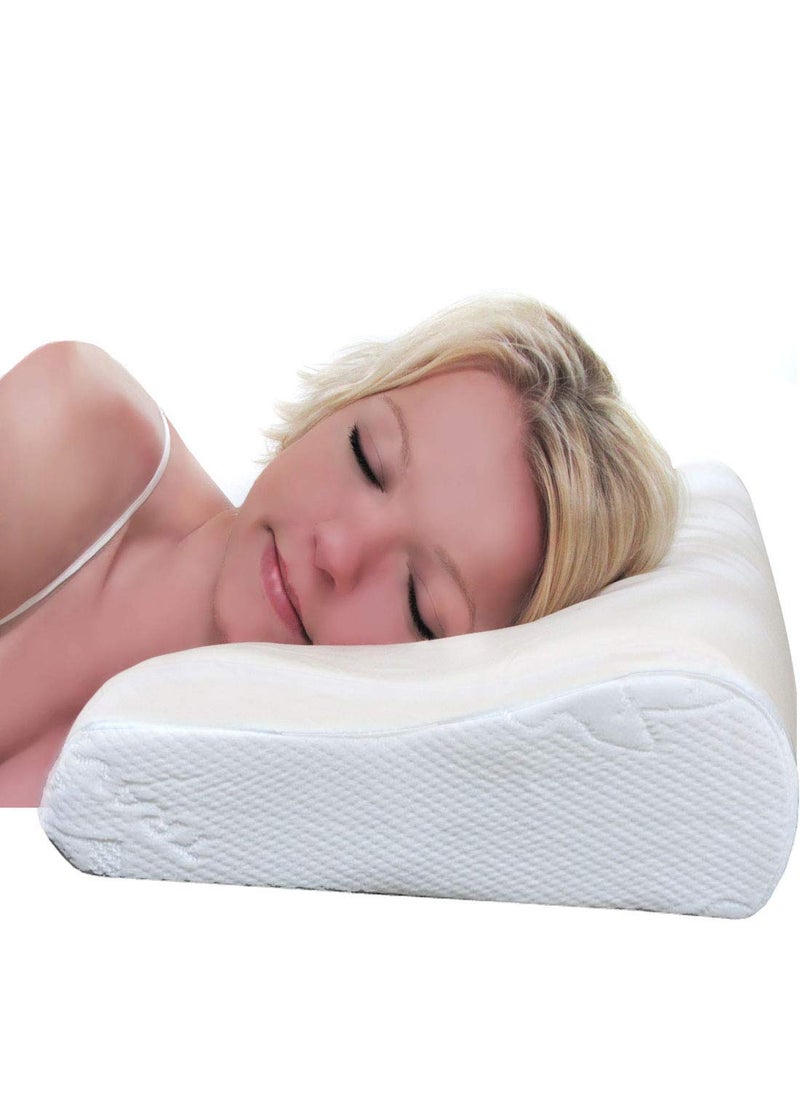 Viaggi Cervical Contour Orthopedic Memory Foam Travel Pillow for Sleeping Cervical Orthopedic Spine Care Pillow Spondylitis Neck and Back Pain Support Pack of 1 White