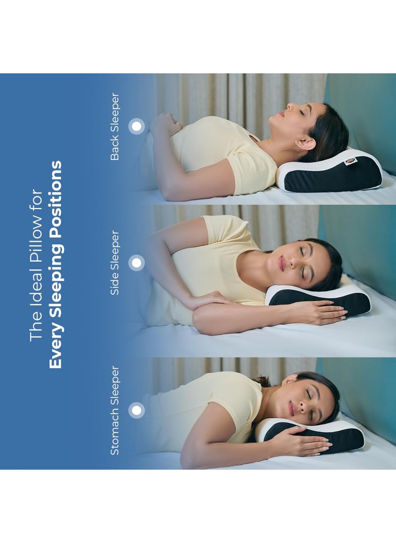 CareFoam Ultimate Cervical Neck Pillow 2 Years Warranty Pain Relief Sleep Improves Posture Spinal Alignment Neck Pain Relief Pillow Queen 19 x 11 x 35 Inch White Jacquard Cover Pack of 1