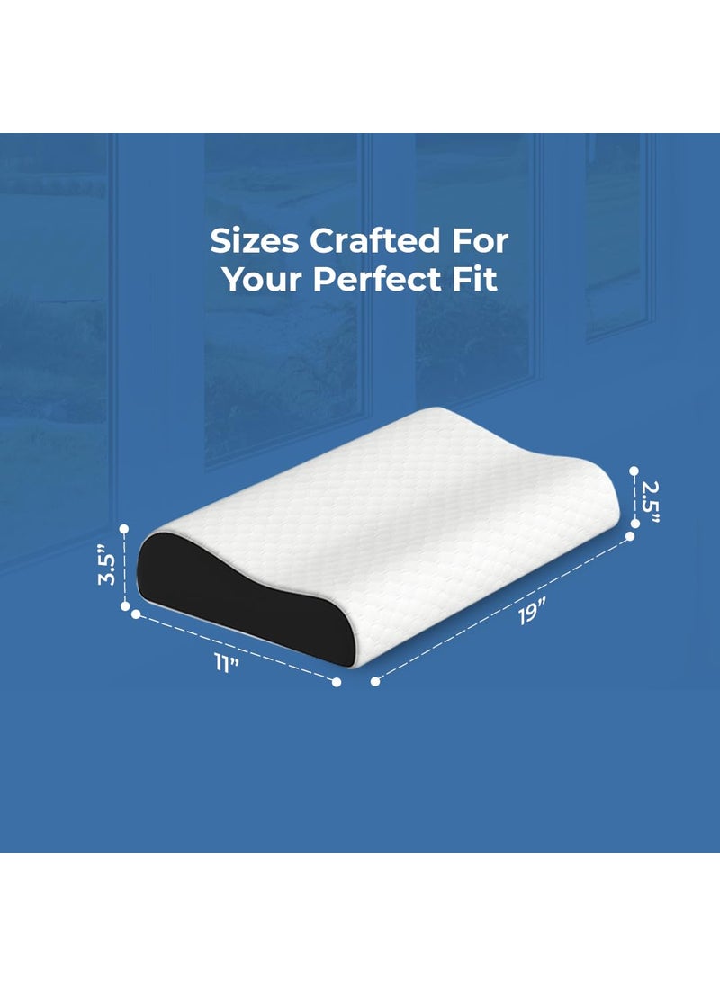 CareFoam Ultimate Cervical Neck Pillow 2 Years Warranty Pain Relief Sleep Improves Posture Spinal Alignment Neck Pain Relief Pillow Queen 19 x 11 x 35 Inch White Jacquard Cover Pack of 1
